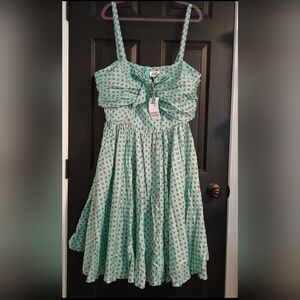 Unique Vintage Teal Strawberry Dress